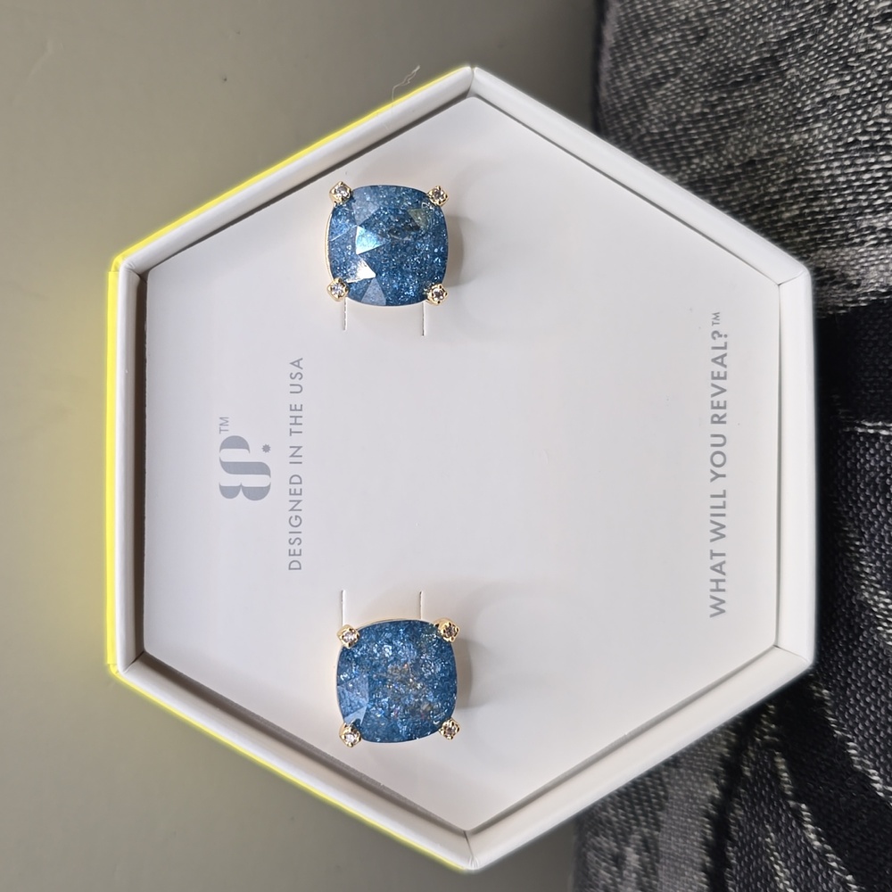 Bomb Party Earrings Blue Sapphire Ice Crystal Lab Created Gold Plating ER28390
